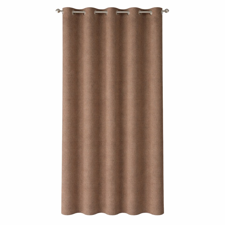 Перде, Лен, С халки, 140x260, Кафяв