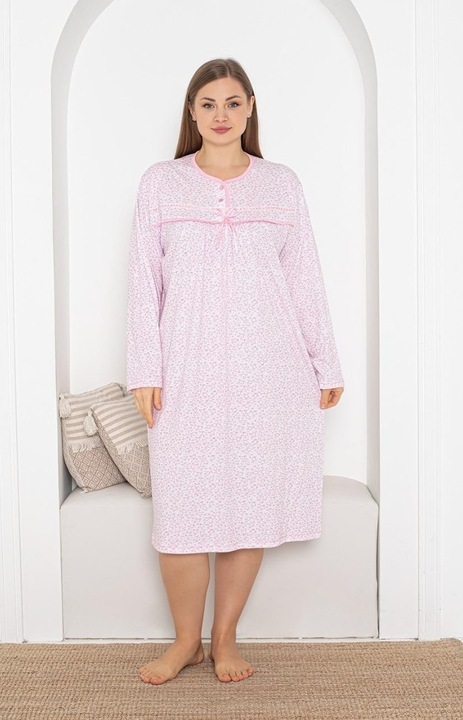 Camasa de Noapte Dama din Bumbac Moale, Maneca Lunga, batal 401 13820, Alb