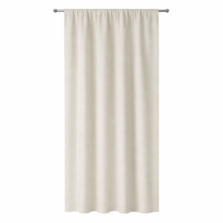 Изискано Плътно перде с перделък в цвят, 140x260 см, Екрю