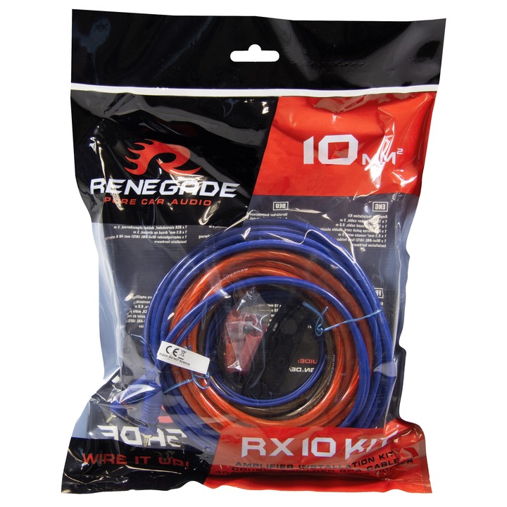 Renegade RX10KIT erősítő telepítő kábelkészlet, 10 mm, RCA kábelek