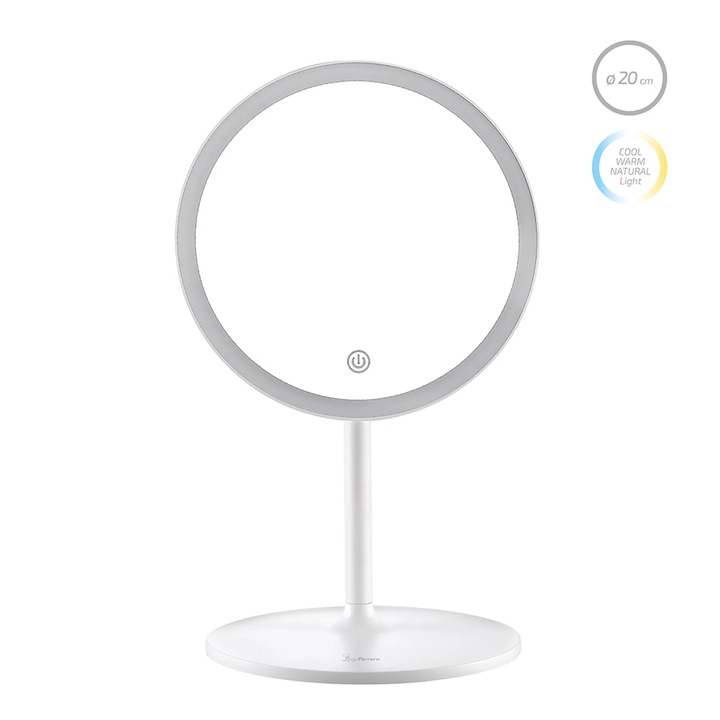 Oglindă cosmetică LED pentru machiaj Luigi Ferrero FR-801, Rotundă, 20cm