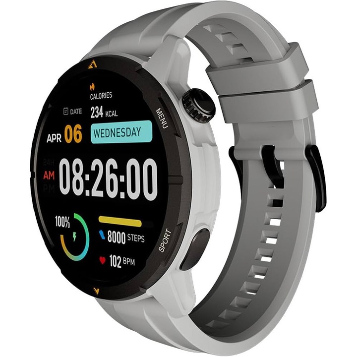 Часовник Smartwatch AGM Legion сив, Амолед дисплей, 14 дни батерия, 5АТМ, IP68, Mil Std., сива силиконова каишка, черна магнитна каишка, Сив