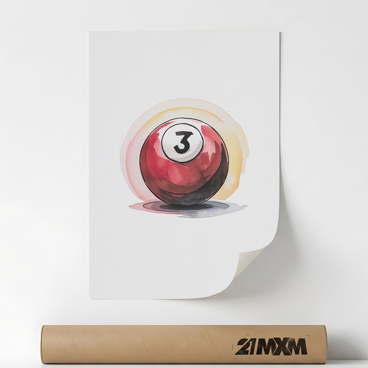 Poster 'Biliard Nr 3' Pe Panza Mata – Design Minimalist, 30 x 40 cm, Fara Rama