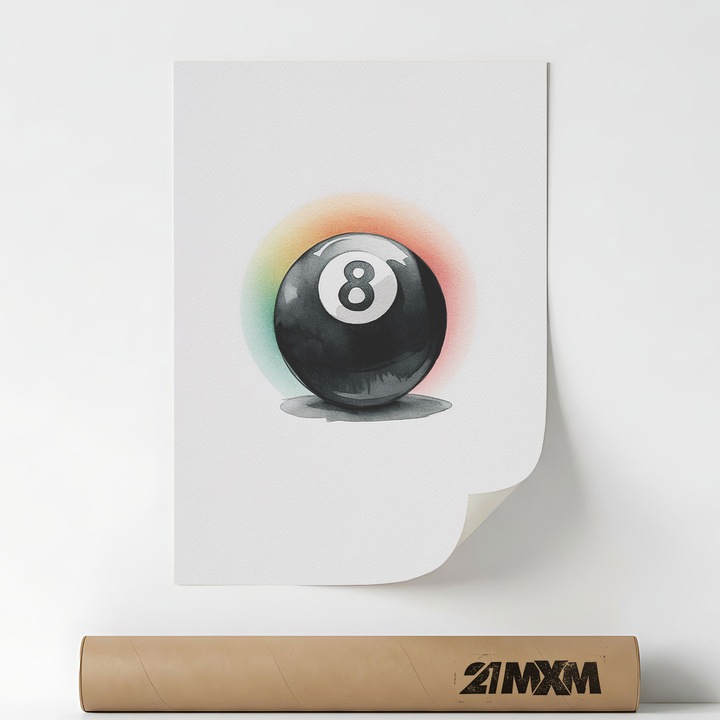 Poster 'Biliard Nr 8' Pe Panza Mata – Design Minimalist, 30 x 40 cm, Fara Rama