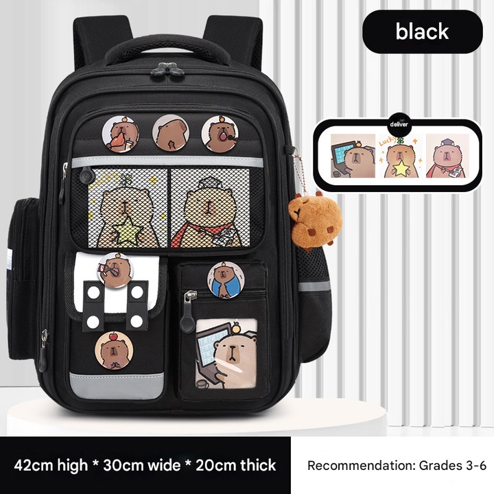 Rucsac scolar, unisex, capacitate mare, Negru