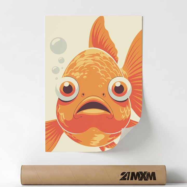 Poster 'Gold Fish Pop Art' Pe Panza Mata – Design Minimalist, 30 x 40 cm, Fara Rama