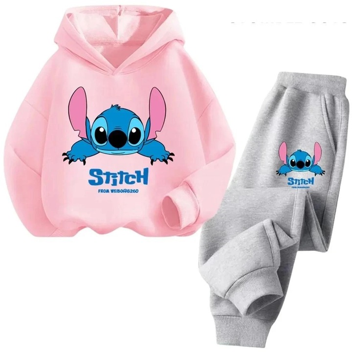 Trening copii, imprimeu Stitch, gri/roz