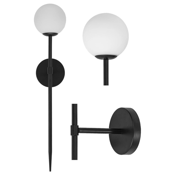 Аплик 1 осветително тяло G 9, Метал, Черен, 520x150 мм