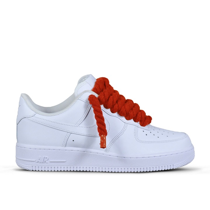 Pantofi Sport Nike Air Force 1 Low, Siret Rope, Rosu/Alb/Rosu deschis