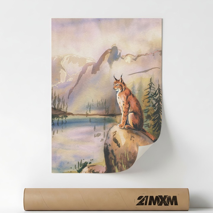 Poster decorativ, ilustratie artistica, Lynx, A3 (29.7 x 42 cm), Fara Rama