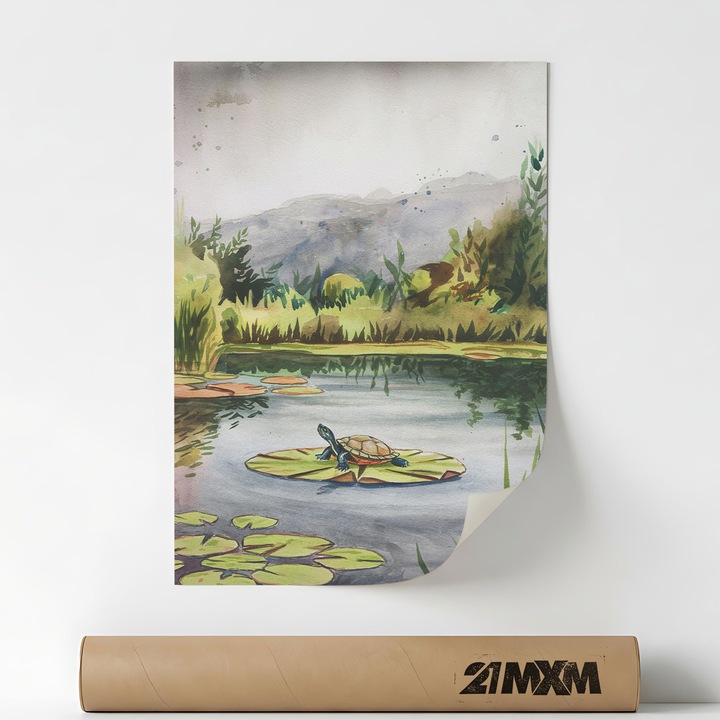 Poster 'Turtle' Pe Panza Mata – Design Minimalist, 30 x 40 cm, Fara Rama