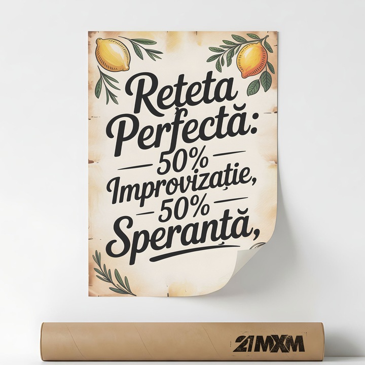 Poster 'Reteta Perfecta' Pe Panza Mata – Design Minimalist, 30 x 40 cm, Fara Rama