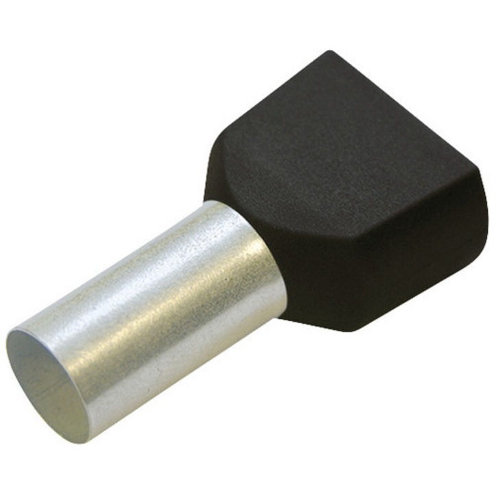 Pini terminali izolati Starke 2x1, 5 mm², 50 bucati, pentru conductor litat, culoare neagra