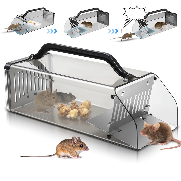 Capcana metalica tip cusca pentru sobolani, soareci si alte rozatoare, animal friendly, 29, 9 × 11, 8 × 9, 2 cm