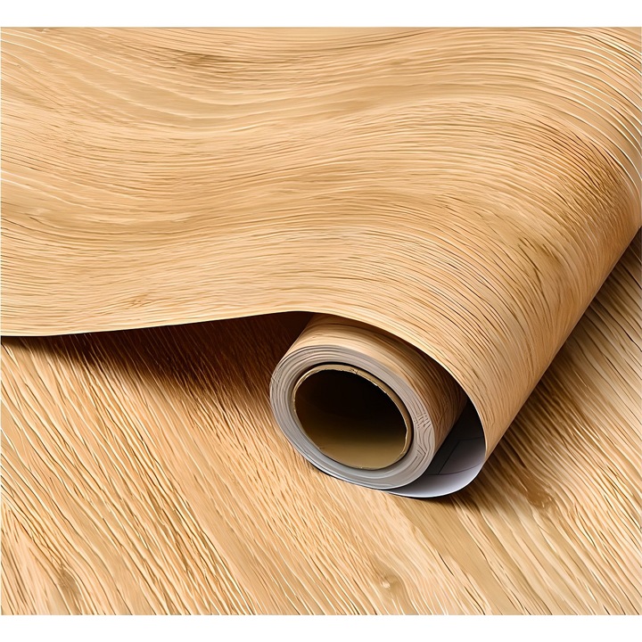 Folie autocolanta imitatie stejar cafea Omelivon®, 60 cm x 2 m, pentru mobilier, tapet autoadeziv decorativ, usor de indepartat fara urme de lipici