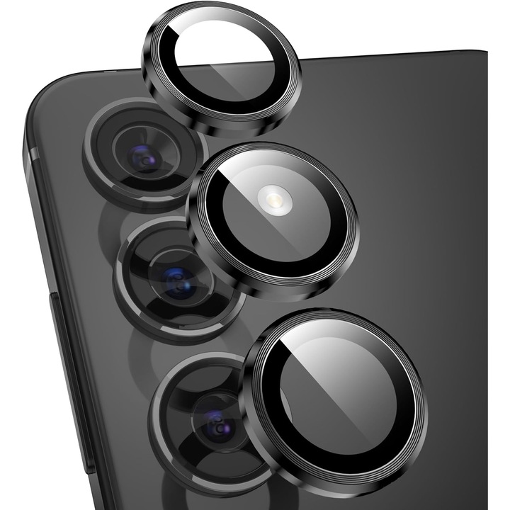 Protector lentila camera pentru Samsung Galaxy S26 Plus, metal, sticla temperata, transparent, set de instalare inclus