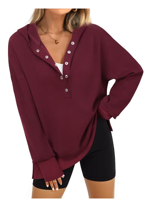 Bluza lejera pentru femei, pulover respirabil, visinie, Visiniu