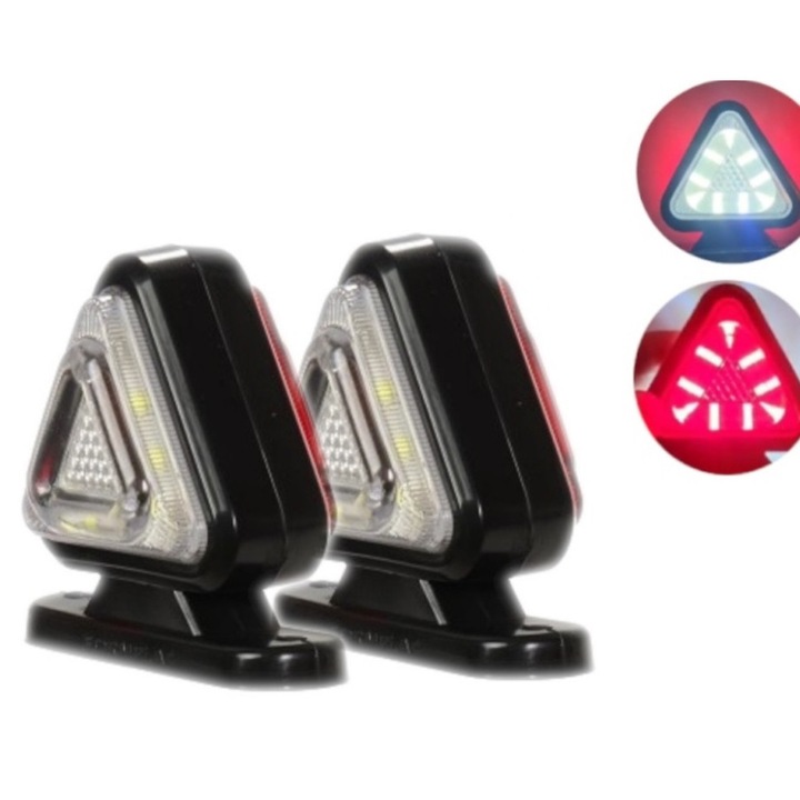 Set 2 lampi gabarit ART LED rosu/alb, 12-24V