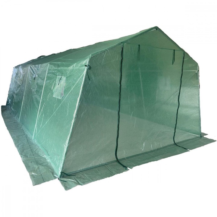 Saska Garden üvegház, 300x600x200cm, zöld, 8 ablak, 1 ajtó