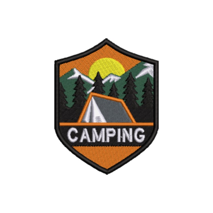 Patch brodat Camping – emblema textila