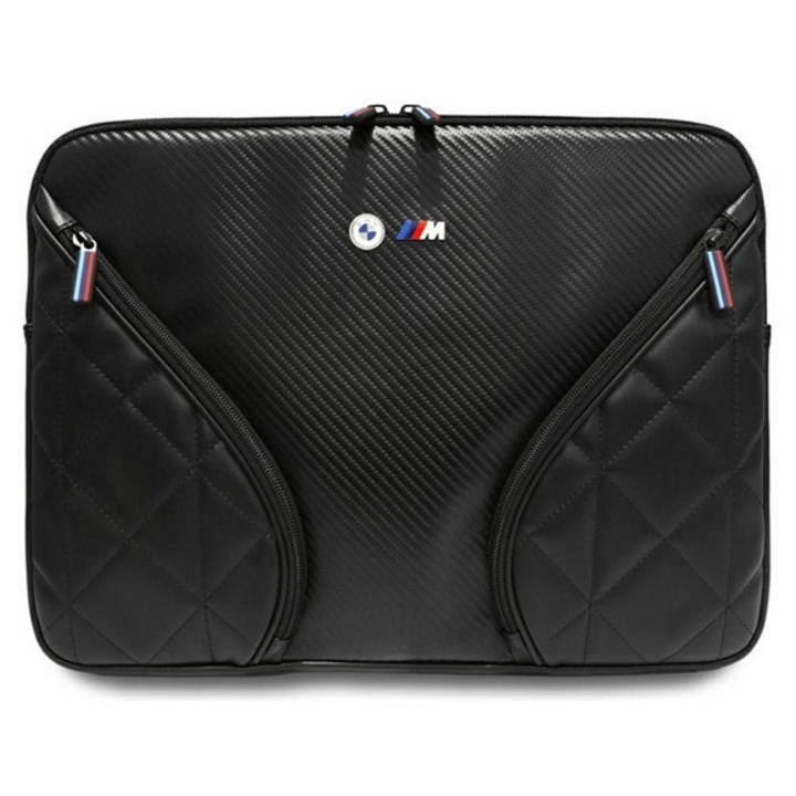 Bmw carbon pockets tok fekvő, eco bőr hatású laptop/notebook/tablet, univerzális, 16" méret, karbon minta, fekete