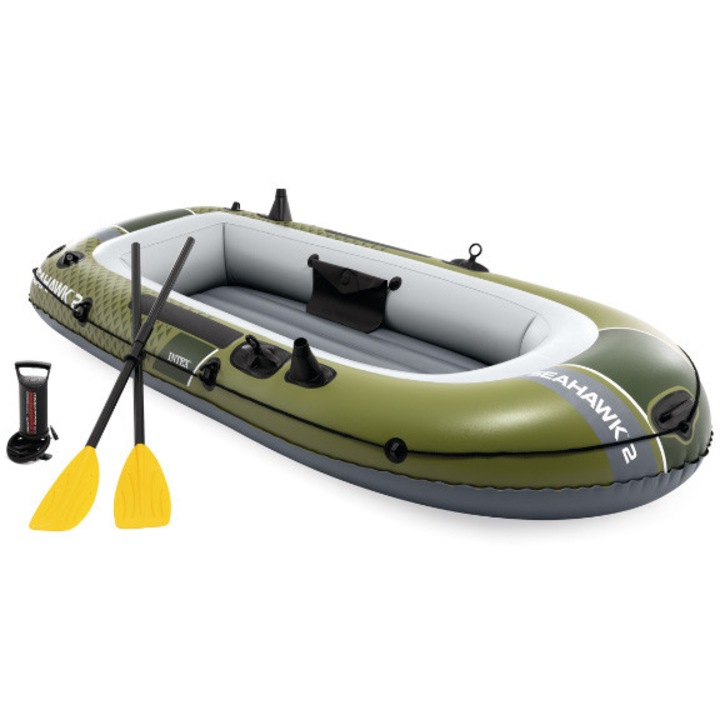Barca Intex Seahawk 2 cu vasle si pompa inclusa, dimensiuni 236 x 114 x 41 cm