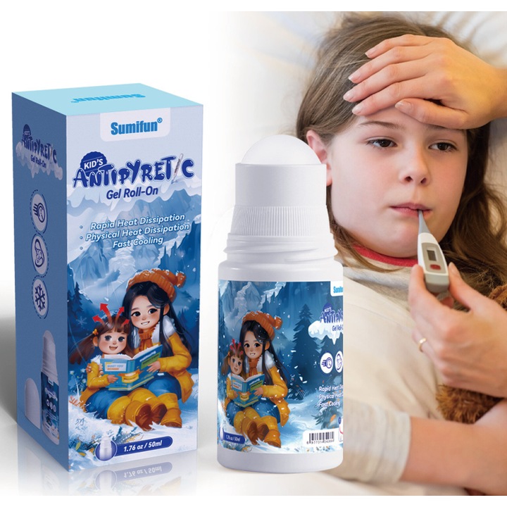 Комплект от 3 рол-он гел бутилки за понижаване на температурата при деца, Sumifun, 30мл