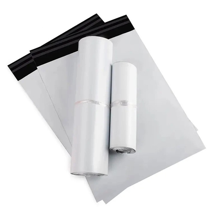 Set 50x Pungi Curierat A3 310 x 420mm pentru Ambalare si Expediere Produse, Logistica, Impermeabile, Autoadezive, Rezistente la Rupere, Saci din Polietilena, Alb
