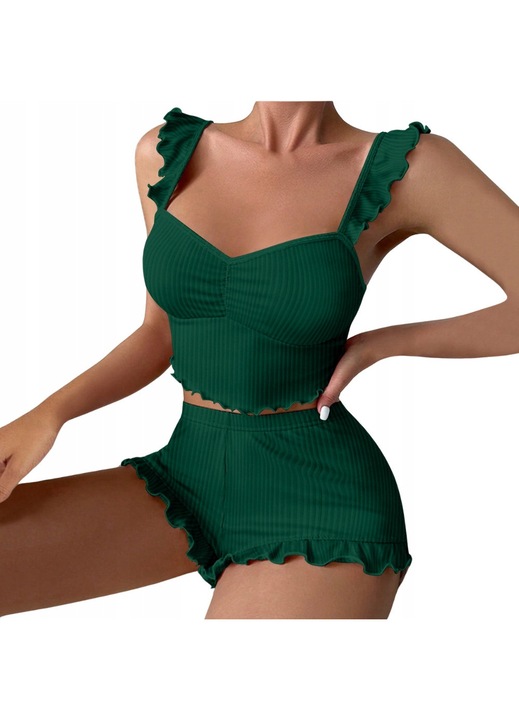 Női pizsama szett, SNM, csipke, rugalmas, zöld, univerzális méret