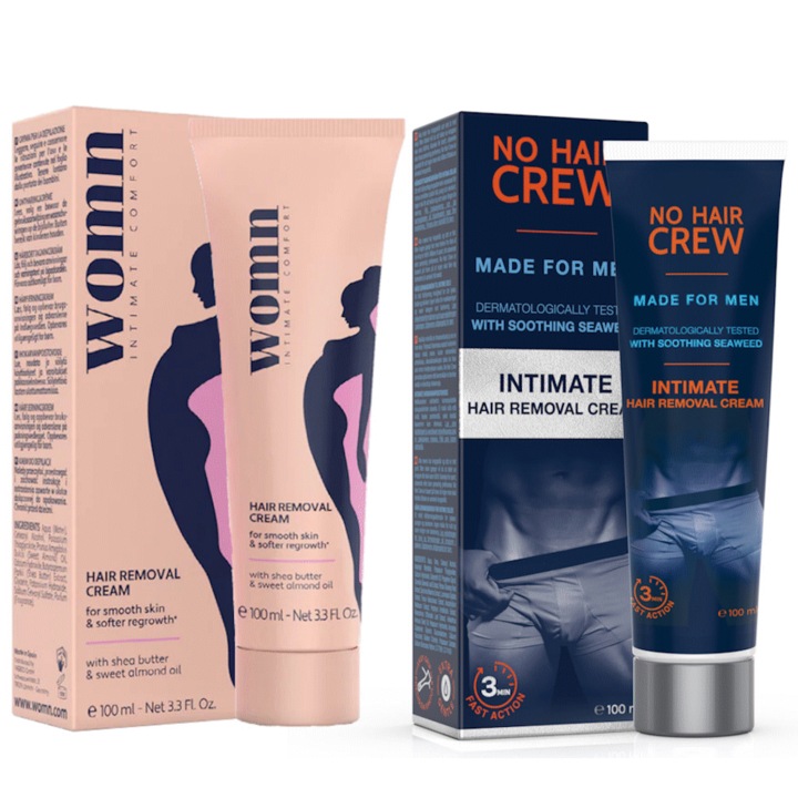 Set crema depilatoare unisex No Hair Crew, formulă delicată, 10 ingrediente, 200ml