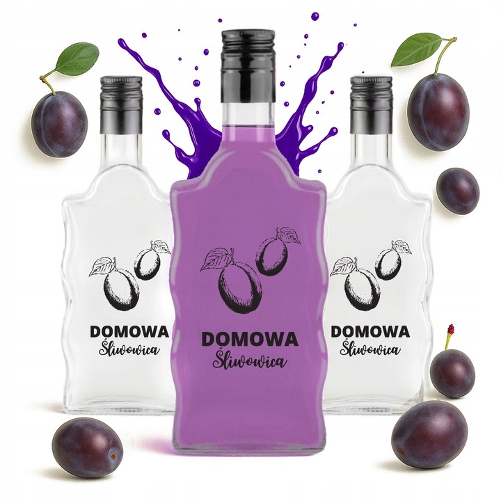 Комплект 10x Бутилки Fala 500ml с Щампа "Домашна Сливова Ракия", Черни