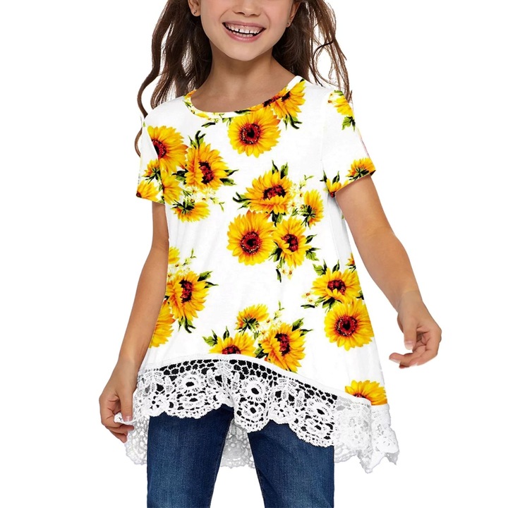 Lány tunika póló, CIMOO, többszínű, 128x170cm méret