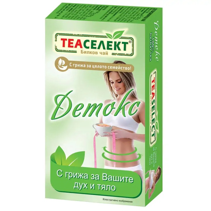 Ceai Detox Teaselect, Mix cu Papadie si Musetel, 20 plicuri x 1.5g, 100% Natural