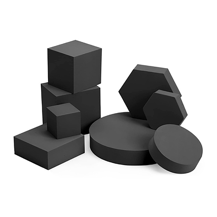 Set 8 Cuburi Geometrice – Recuzita Studio Foto pentru Fotografie Produs, Diferite Dimensiuni, Rezistente la Apa, Negru