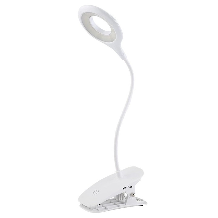 XIOMAX Lampa LED cu clema, 3 niveluri de luminozitate reglabile, gat flexibil 360°, lumina cu incarcare USB, pentru ochi, ideala pentru birou, citit, dormitor, machiaj, hobby – lampa de birou cu prindere