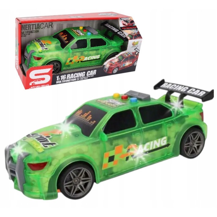 BrukoSK sportautó, 1:16, zöld, fény- és hangeffektekkel