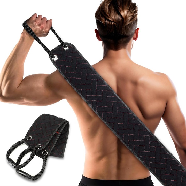 Esther Beauty kétoldalas, hosszú nyelű hámlasztó fürdőszivacs, fekete, 95 cm
