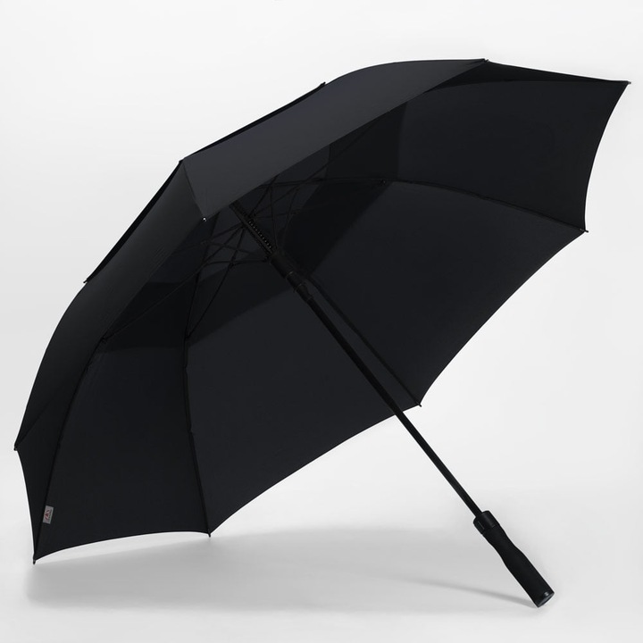 Umbrela de Premion, PRED00011, deschidere automata, protectie ploaie, 130cm, pentru doua persoane, pentru femei si barbati, maner clasic, protectie apa, neagra