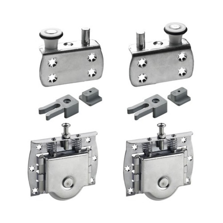 Set roti & accesorii pentru 1 usa glisanta Hettich SlideLine 16plus, sarcina max. 80kg, 6 piese