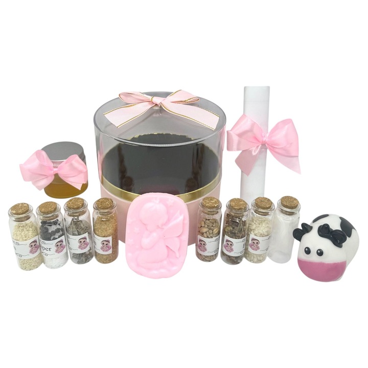 Set mirodenii pentru prima baita cu nasii, cutie capac transparent