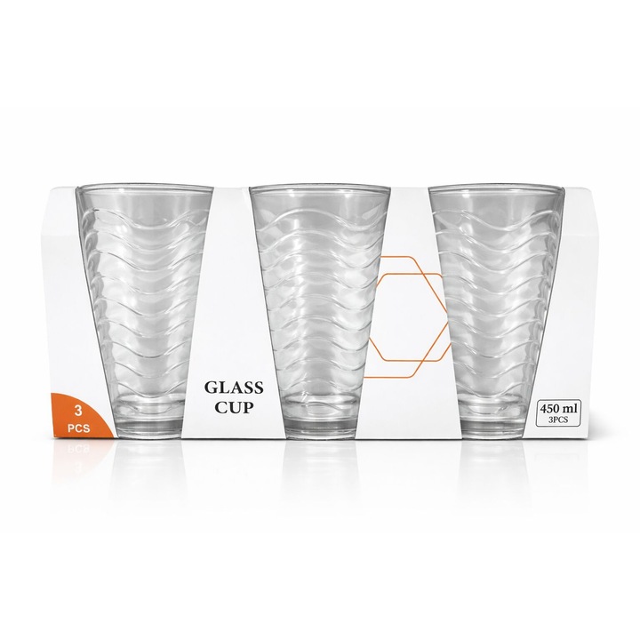 Set 3 pahare, design elegant, 450 ml