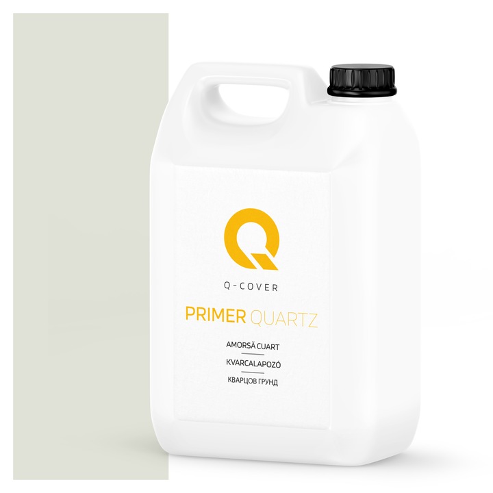 Amorsa cuart pentru tencuiala mozaicata, Q-Cover, Alb M07, aplicare usoara, aderenta ridicata la suport, pentru utilizare in interior si exterior, timp scurt de uscare pe perete, pe baza de lianti polimerici de inalta calitate, 3KG