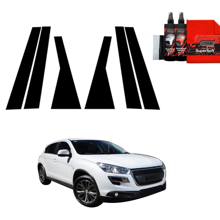 Folie neagra pentru stalpi, Grizzprotector - 6In1 Bodyshield Black Pentru Peugeot 4008