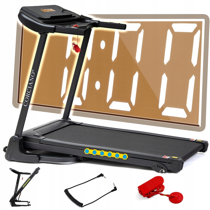 Професионална електрическа бягаща пътека ALBI 3300, 3HP, 1-14 км/ч, черна, 120 кг, сгъваема