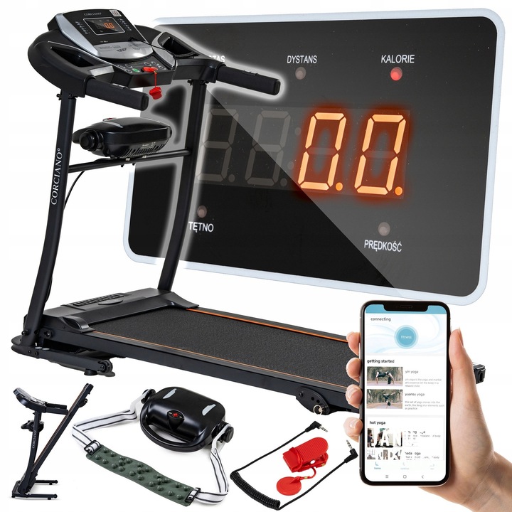 Електрическа бягаща пътека TRENTO, 3HP, 120кг, 3 нива на наклон, 40x110см, черна