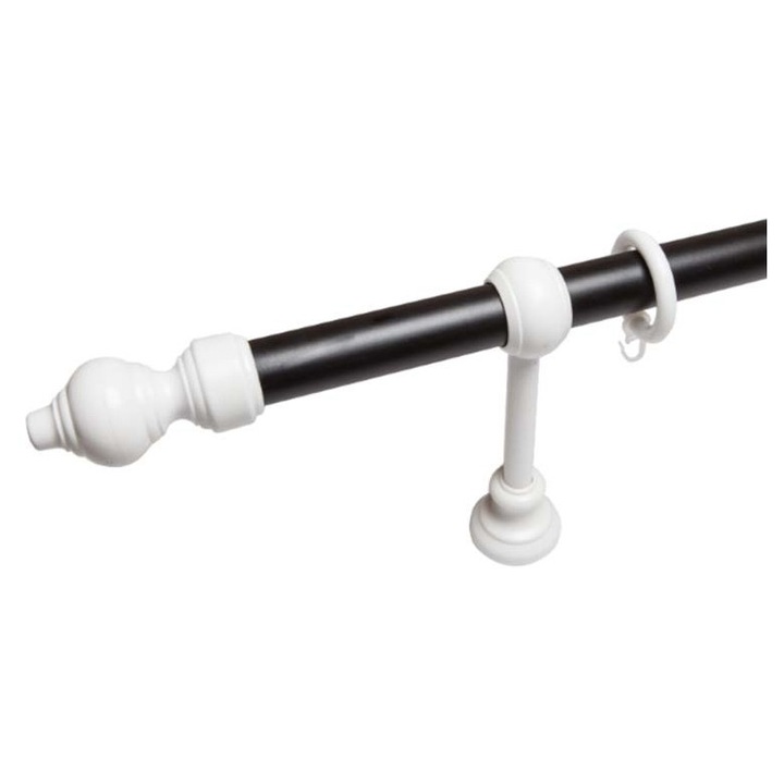 galerie plastic 28 mm MINIMALIST simpla, teava: negru accesorii: alb, 300 cm