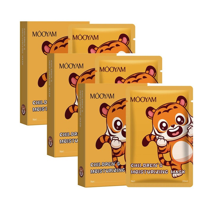 Masca faciala pentru copii, design tigru, hidratanta si hranitoare