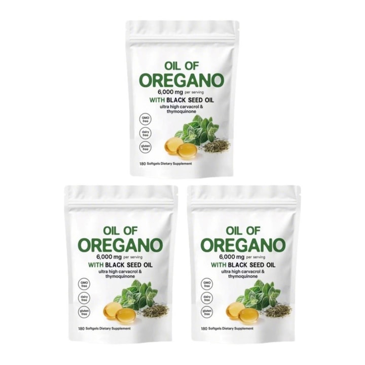 Ulei de oregano Softgel, set 3 pungi, 180 capsule fiecare, ingrijire corporala