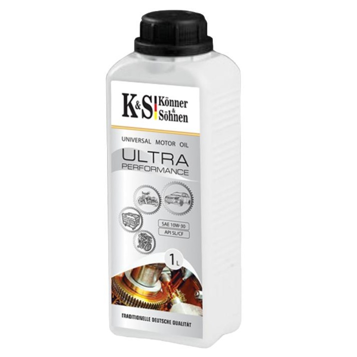 Ulei motor semisintetic K&S, 10W-30, 1L, pentru motoare benzina si diesel, API SL/CF
