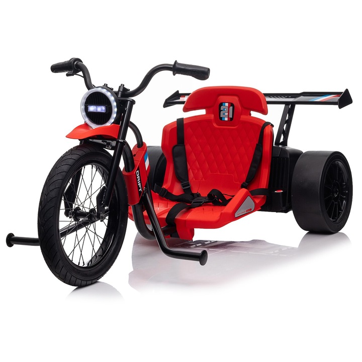 Motocicletă electrică copii Kinderauto Drift-Trike, 500W, roșie, 5-12 ani, roți moi